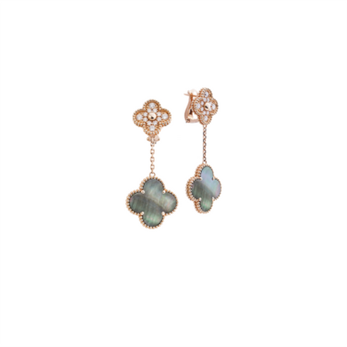 Khuyên Tai Van Cleef & Arpels Magic Alhambra Rose Gold Earrings With 2 Motifs, Diamond, Mother Of Pearl Vàng Hồng ( Chế tác )