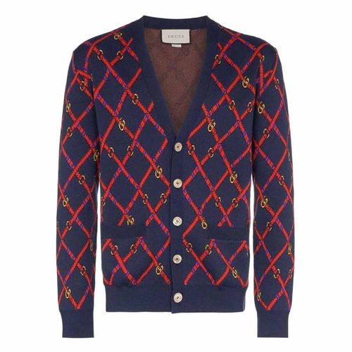 Áo Cardigan Gucci Sweater 595514 XKA0Z 4206 Màu Xanh Navy Size XS