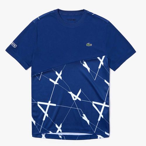 Áo Phông Lacoste Men's Sport Geometric Design Breathable Pique T-Shirt Màu Xanh Navy Size S