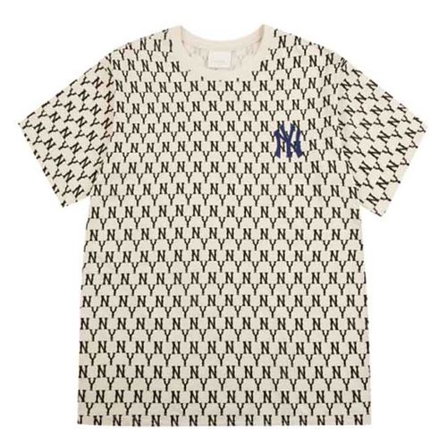 Áo Phông MLB Monogram Allover Overfit Short Sleeve T-Shirt New York Yankees Beige Màu Be