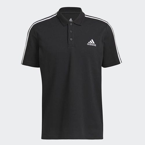 Áo Polo Adidas 3 Sọc Thêu Logo Nhỏ Vải Piqué Aeroready Essentials Màu Đen Size L