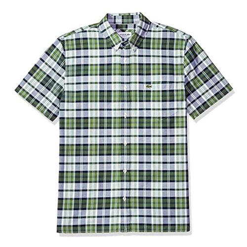 Áo Sơ Mi Cộc Tay Lacoste Men's Regular Fit Check Oxford Shirt CH7261-51 Phối Màu Size L