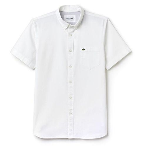Áo Sơ Mi Cộc Tay Lacoste Men's Regular Fit Oxford Cotton Shirt Màu Trắng Size 38