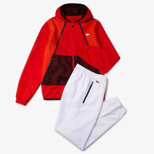 Bộ Quần Áo Gió Lacoste Men's Sport Mesh Inset Hooded Màu Đỏ Cam Size S
