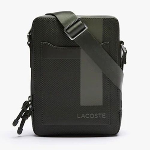 Túi Đeo Chéo Lacoste Men’s Chantaco Vertical Graphic Matte Piqué Leather Zip Bag Màu Xanh Olive