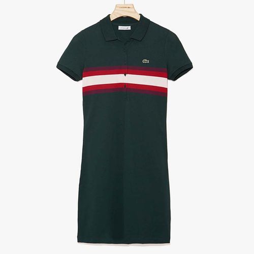 Váy Lacoste Women’s Color Block Stripe Polo Dress Màu Xanh Green