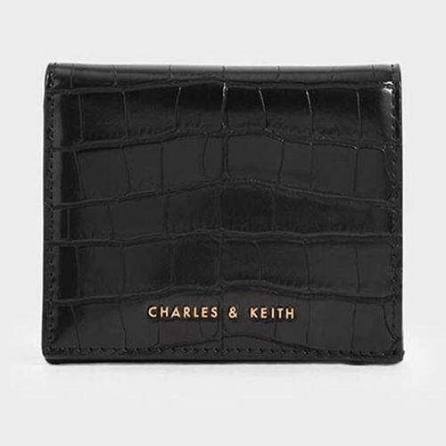 Ví Nữ Charles & Keith CNK Croc-Effect Small Wallet CK6-10701003 Màu Đen