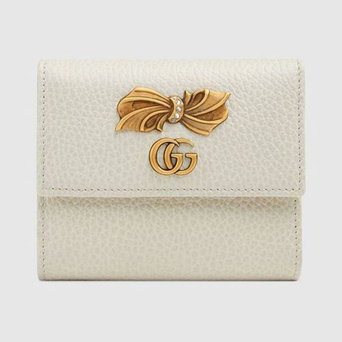 Ví Gucci GG Women Leather Wallet With Bow-White Màu Trắng