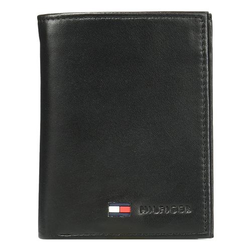 Ví Tommy Hilfiger Men's Genuine Leather Trifold Wallet With ID Window, Credit Card Pockets Màu Đen