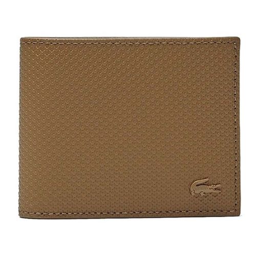 Ví Lacoste Men's Chantaco Piqué Leather 3 Card Wallet Màu Nâu Nhạt