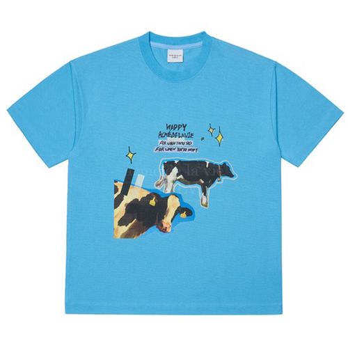 Áo Phông Acmé De La Vie ADLV Milk Cow Short Sleeve T-Shirt Skyblue Màu Xanh Blue