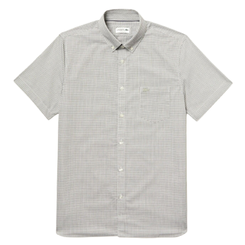 Áo Sơ Mi Lacoste Mens Regular Fit Short Sleeve Shirt Blk CH9984-00 Màu Ghi Xám Size M