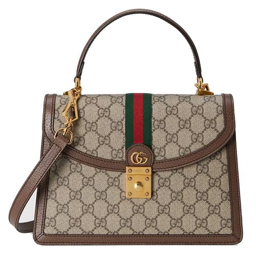 Túi Xách Gucci Ophidia Small Top Handle Bag With Web Màu Nâu Be