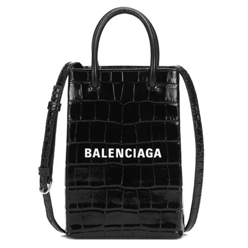 Túi Xách Tay Balenciaga Women's Black Shopping Phone Pouch Leather Tote Màu Đen
