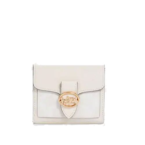 Ví Nữ Coach Georgie Small Wallet In Refined Pebble And Smooth Leather 7250 Chalk Màu Trắng