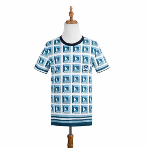 Áo Phông Nam Dolce & Gabbana D&G  G8LW3Z FI70N Majolica Print Cotton T-Shirt Màu Xanh Blue