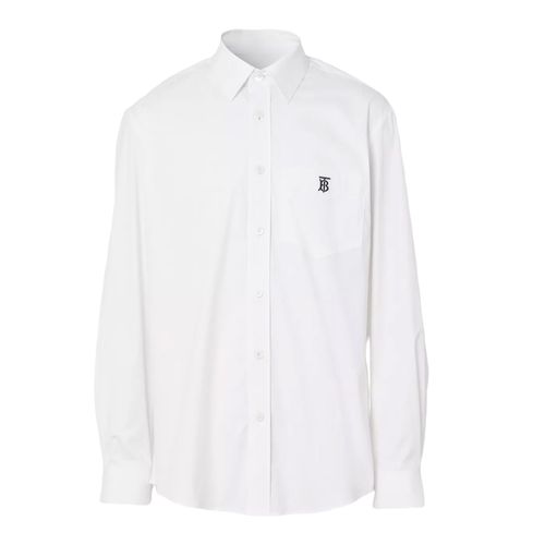 Áo Sơ Mi Burberry Monogram Motif Technical Cotton Shirt Màu Trắng
