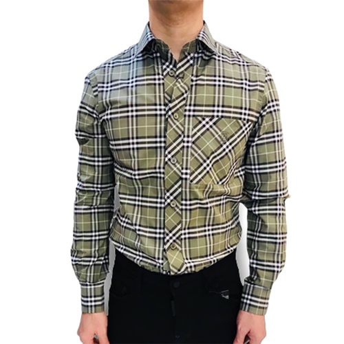 Áo Sơ Mi Nam Burberry Cotton Shirt Màu Xanh Kẻ Size S