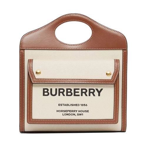 (Thanh Lý) Túi Đeo Chéo Burberry Mini Two-Tone Canvas And Leather Pocket Bag Màu Nâu Kem