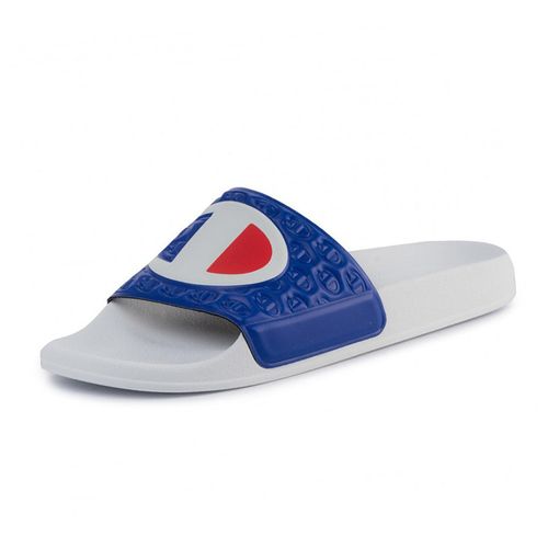 Dép Champion White & Navy Slide Sandals Màu Trắng Xanh