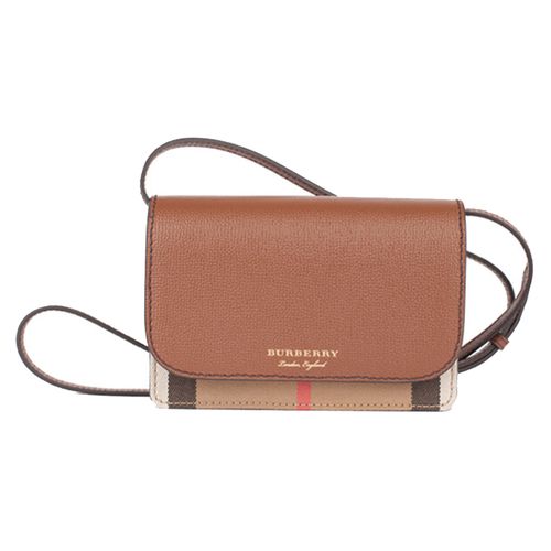 Túi Đeo Chéo Burberry Vintage Classic Plaid Leather Shoulder Strap Shoulder Messenger Bag Màu Nâu
