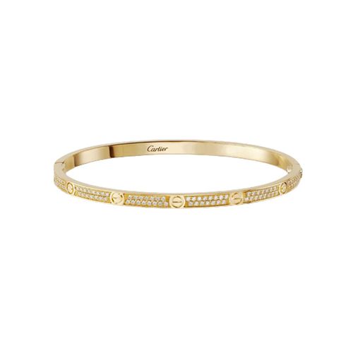 Vòng Đeo Tay Cartier Love Bracelet, Small Model, Paved Màu Vàng Gold Bản Nhỏ (Chế tác)