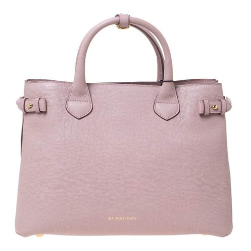 Túi Tote Burberry Pink Leather and House Check Fabric Medium Banner Tote Màu Hồng Size 34