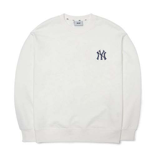 Áo Nỉ Sweater MLB Monogram Logo Overfit Sweatshirt New York Yankees 3AMTM0124-50IVS Màu Trắng