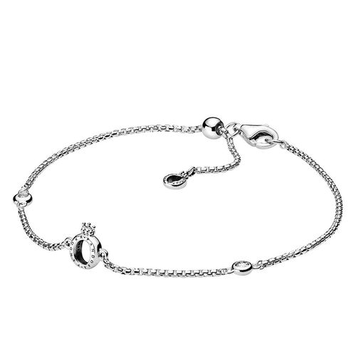 Vòng Đeo Tay Pandora Sparkling Crown O Chain Bracelet 598276CZ Màu Bạc