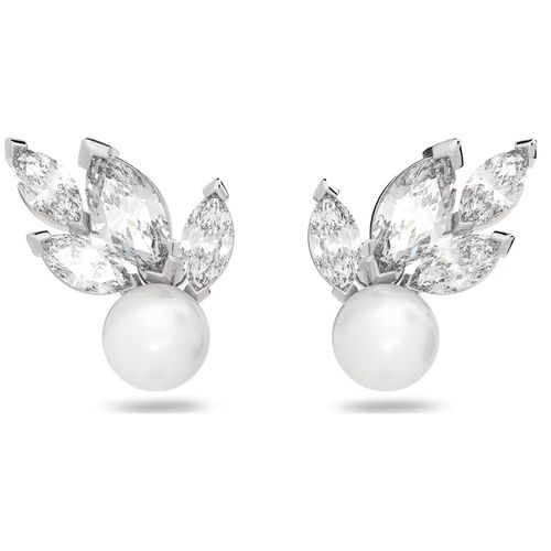 Khuyên Tai Swarovski Louison Pearl Stud Earrings White, Rhodium Plated 5627346 Màu Bạc