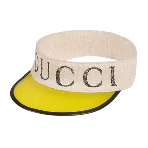 Mũ Gucci Vinyl Visor Logo Bayan Sapka Sarı Màu Be Vàng Size L