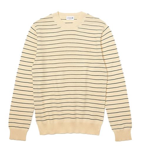 Áo Len Nam Lacoste Men’s Striped Organic Cotton Sweater AH9020 Màu Vàng Size 4