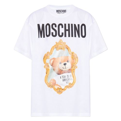 Áo Phông Moschino White Mirror Teddy Bear V0710 5441 7001 Màu Trắng Size XXS