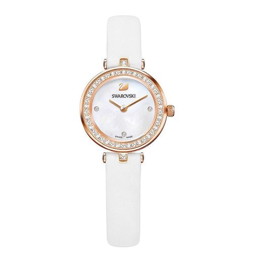 Đồng Hồ Nữ Swarovski Aila Dressy Mini Watch Leather, White, Rose-gold Tone PVD 5376651 Màu Trắng
