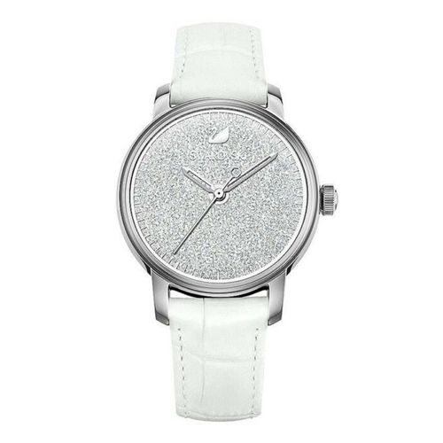 Đồng Hồ Nữ Swarovski Crystalline Silver Tone White Leather Watch 5295383 Màu Trắng