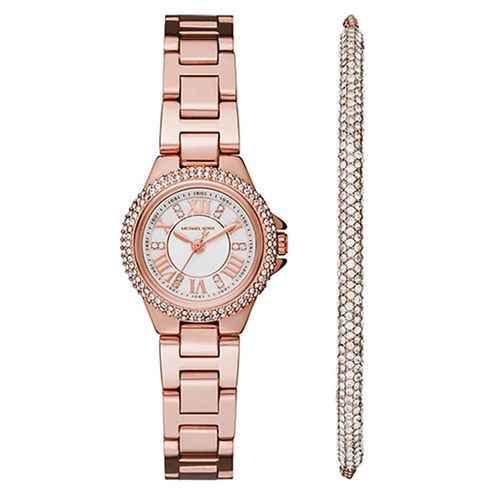 Set Đồng Hồ Nữ Michael Kors Petite Camille Watch And Slider Bracelet MK3654, 26mm Màu Vàng Hồng
