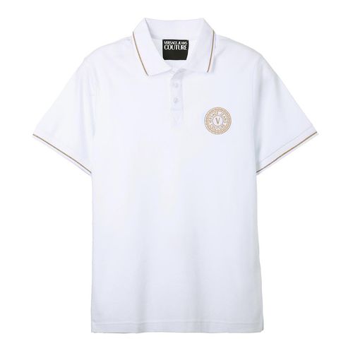 Áo Polo Versace Jeans Couture White Polo-Shirt With Gold Logo Embroidery 71GAGT01 Màu Trắng Size L