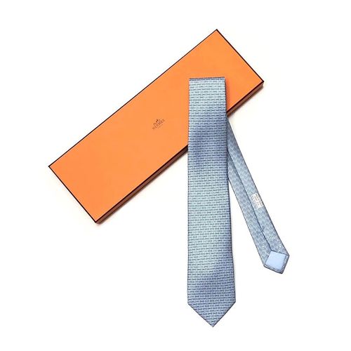 Cà Vạt Hermès Cravate H Jumbo Twillbi Tie Màu Xanh Blue