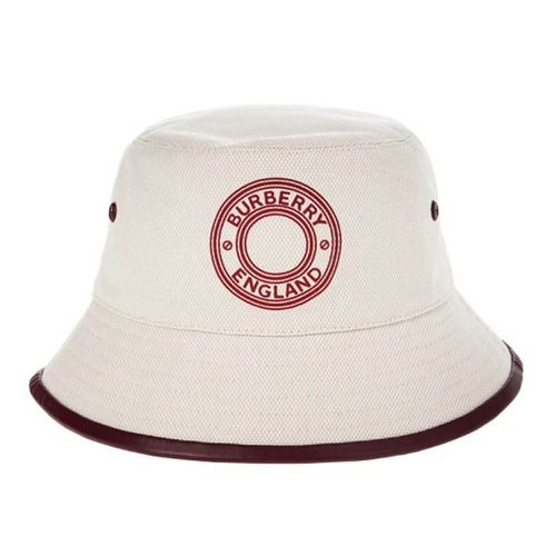 Mũ Burberry Logo Print Bucket Hat Màu Trắng Đỏ Size S