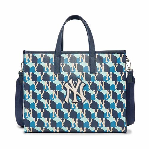 Túi Tote MLB Cube Monogram Medium Bag New York Yankees 3AORM042N-50NYD Màu Xanh Blue