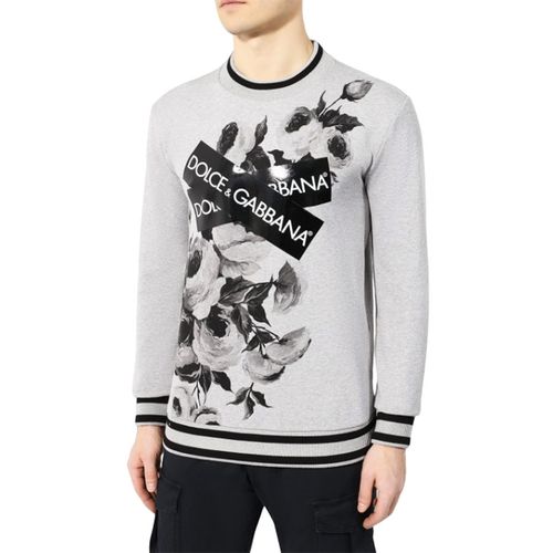 Áo Nỉ Sweater Dolce & Gabbana D&G Light Grey Logo Printed G9JV8T HH7JD HIX98 Màu Xám Size 44
