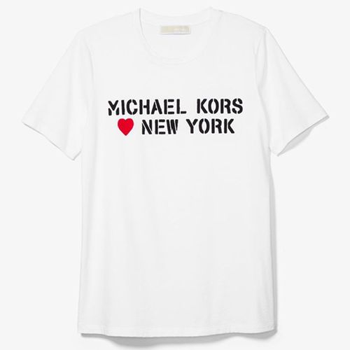 Áo Phông Michael Kors MK Loves New York Cotton Jersey T-Shirt Màu Trắng Size S