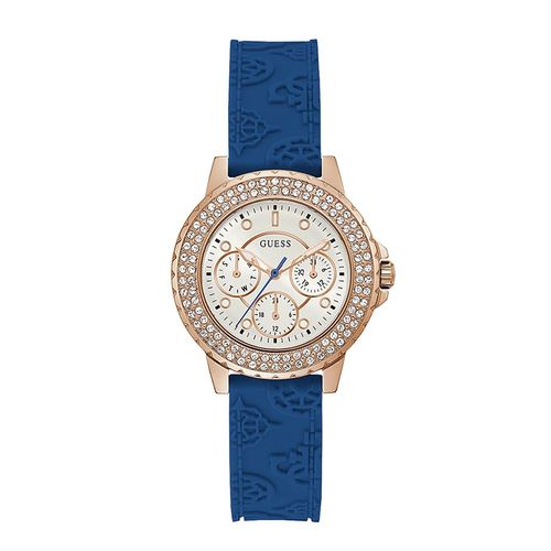 Đồng Hồ Nữ Guess Rose Gold Tone Case Blue Silicone Watch GW0411L2 Màu Xanh Blue