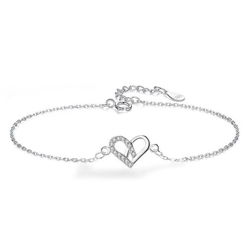 Vòng Đeo Tay LiLi Jewelry Hình Trái Tim Heart To Heart Đính Đá CZ Lili_919238 Màu Bạc