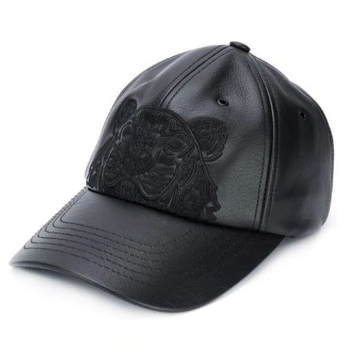 Mũ Kenzo Baseball Cap Leather Icon Tiger Logo In Black Màu Đen