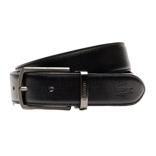 Set Thắt Lưng Lacoste Men's Reversible Leather Belt And 2 Buckles Gift Set RC4011.672 Màu Đen Size 110