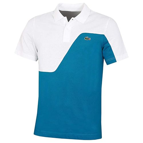 Áo Polo Lacoste DH4779 P1A Men's Two-Tone Pique Golf Shirt Màu Trắng Xanh Size S