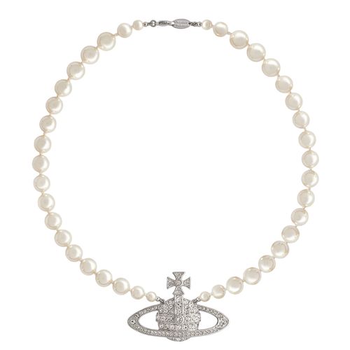 Dây Chuyền Vivienne Westwood Man. Bas Relief Pearl Necklace Màu Bạc