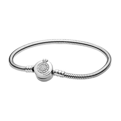 Vòng Đeo Tay Nữ Pandora Moments Sparkling Crown O Snake Chain Bracelet 599046C01 Màu Bạc Size 18