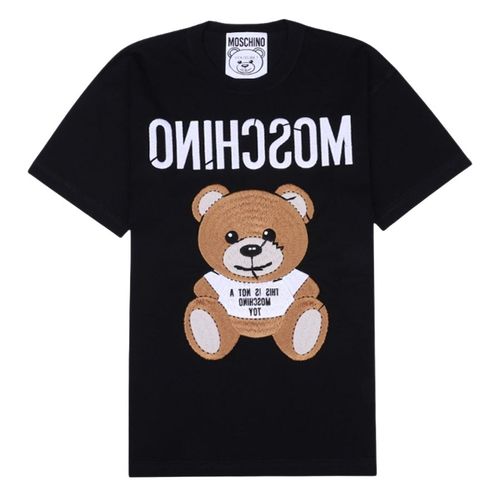 Áo Phông Moschino Black Logo Bear Embroidered D V0702 0440 1555 Màu Đen